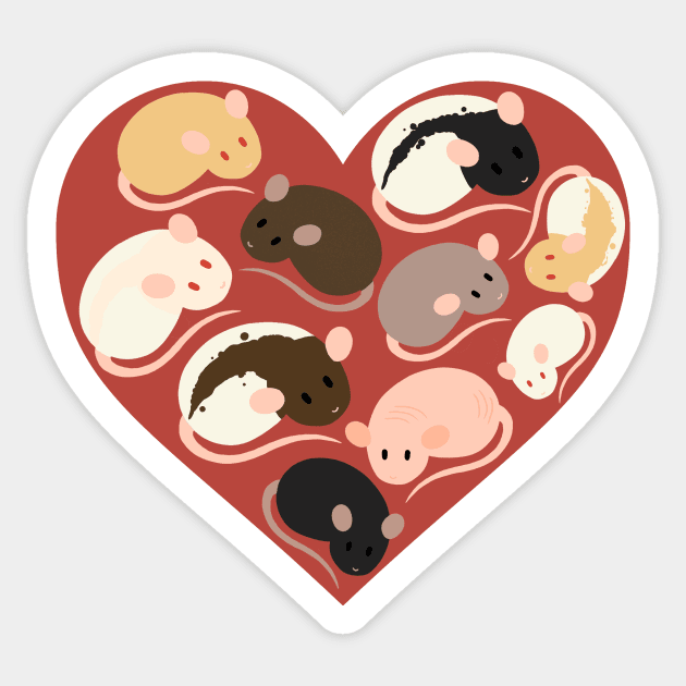 I Love Rats Heart Sticker by Ratfrens